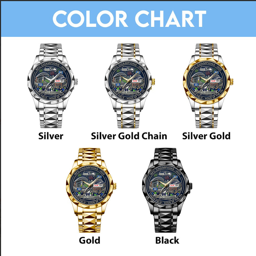 Seattle Seahawks 2025 NFC Champions Alloy Luxury Quartz Watch - TANTN20674