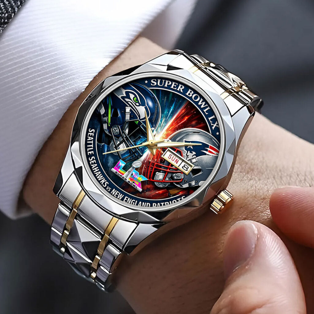 Seattle Seahawks x New England Patriots Super Bowl LX 2025 Alloy Luxury Quartz Watch - TMTHU3474