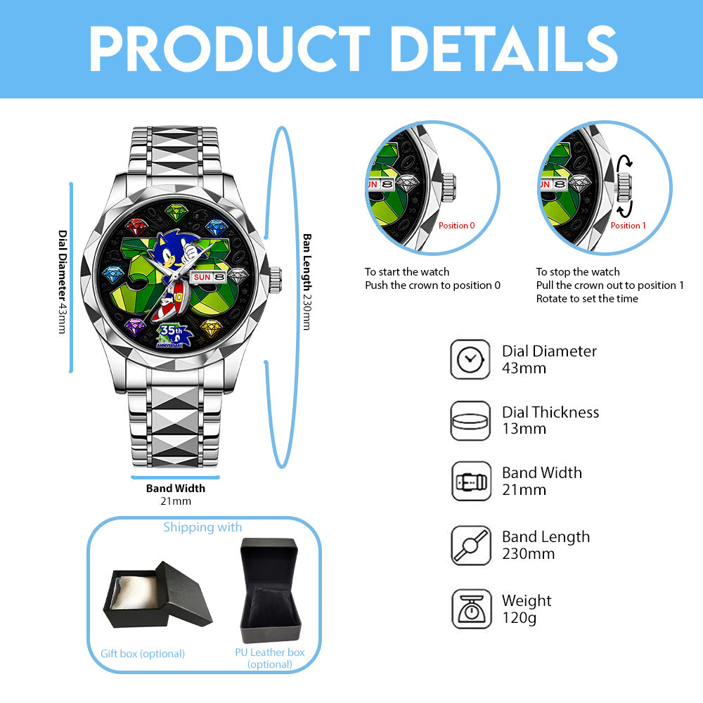Sonic the Hedgehog 35th Anniversary Alloy Luxury Quartz Watch - GNE7229