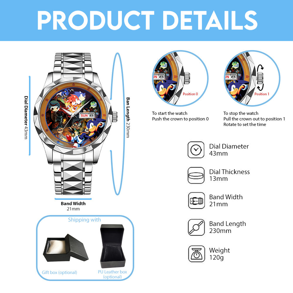 Sonic the Hedgehog 35th Anniversary Alloy Luxury Quartz Watch - GNE7349