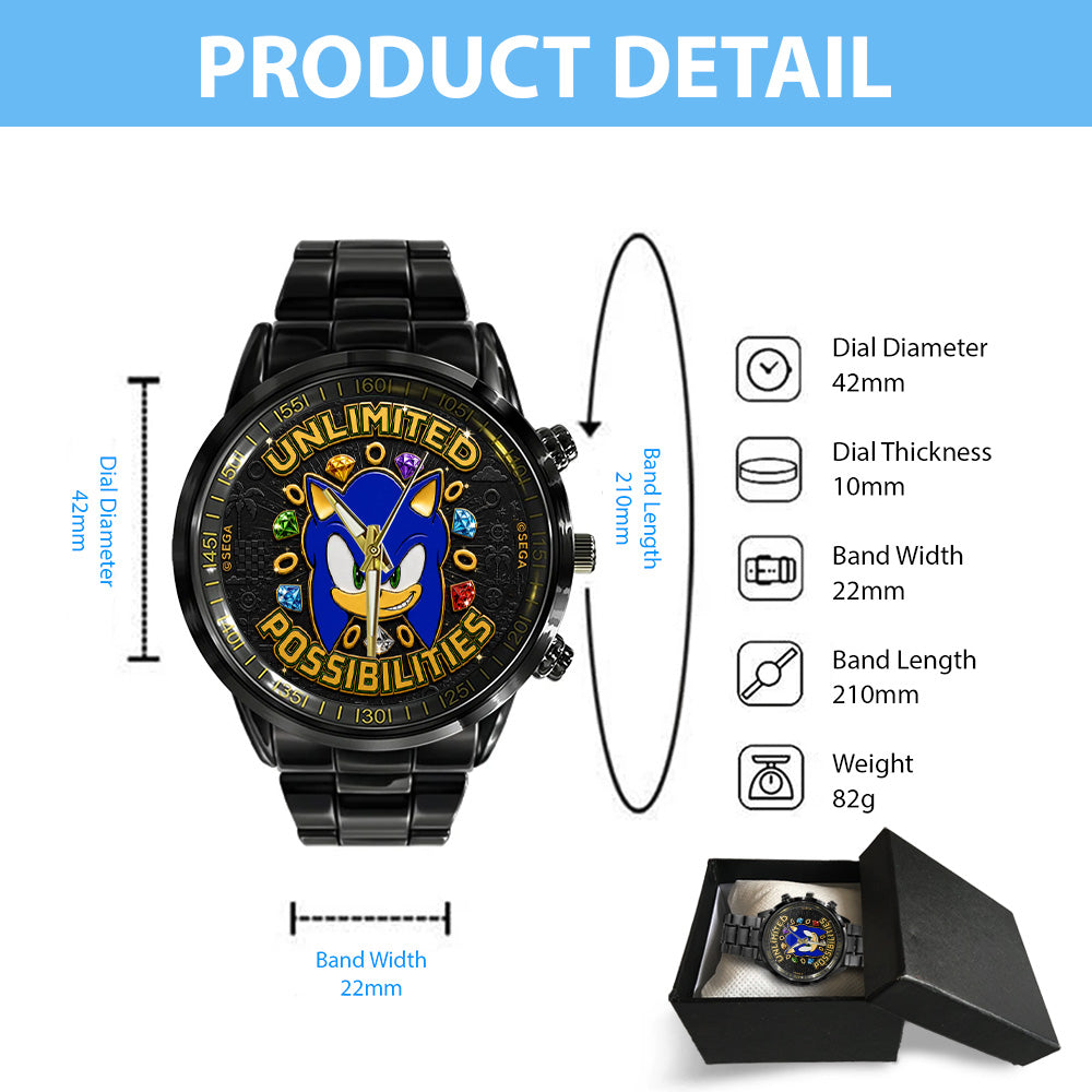 Sonic the Hedgehog 35th Anniversary Black Stainless Steel Watch - GNE7313
