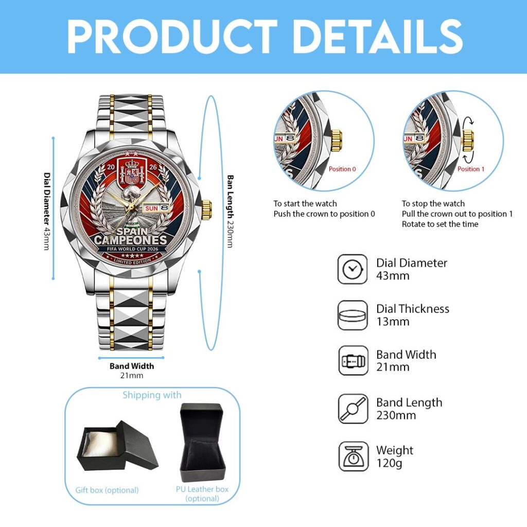 Spain National Team 2026 FIFA World Cup Champions Alloy Luxury Quartz Watch - HOATT19797