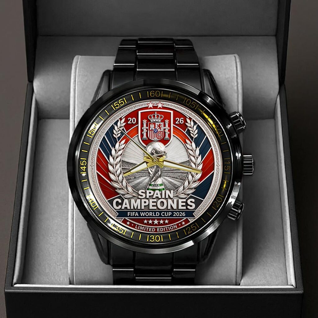 Spain National Team 2026 FIFA World Cup Champions Black Stainless Steel Watch - HOATT19798