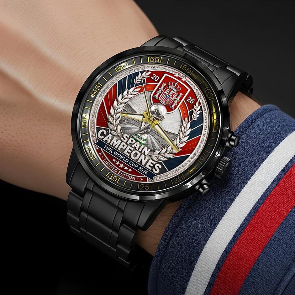 Spain National Team 2026 FIFA World Cup Champions Black Stainless Steel Watch - HOATT19798