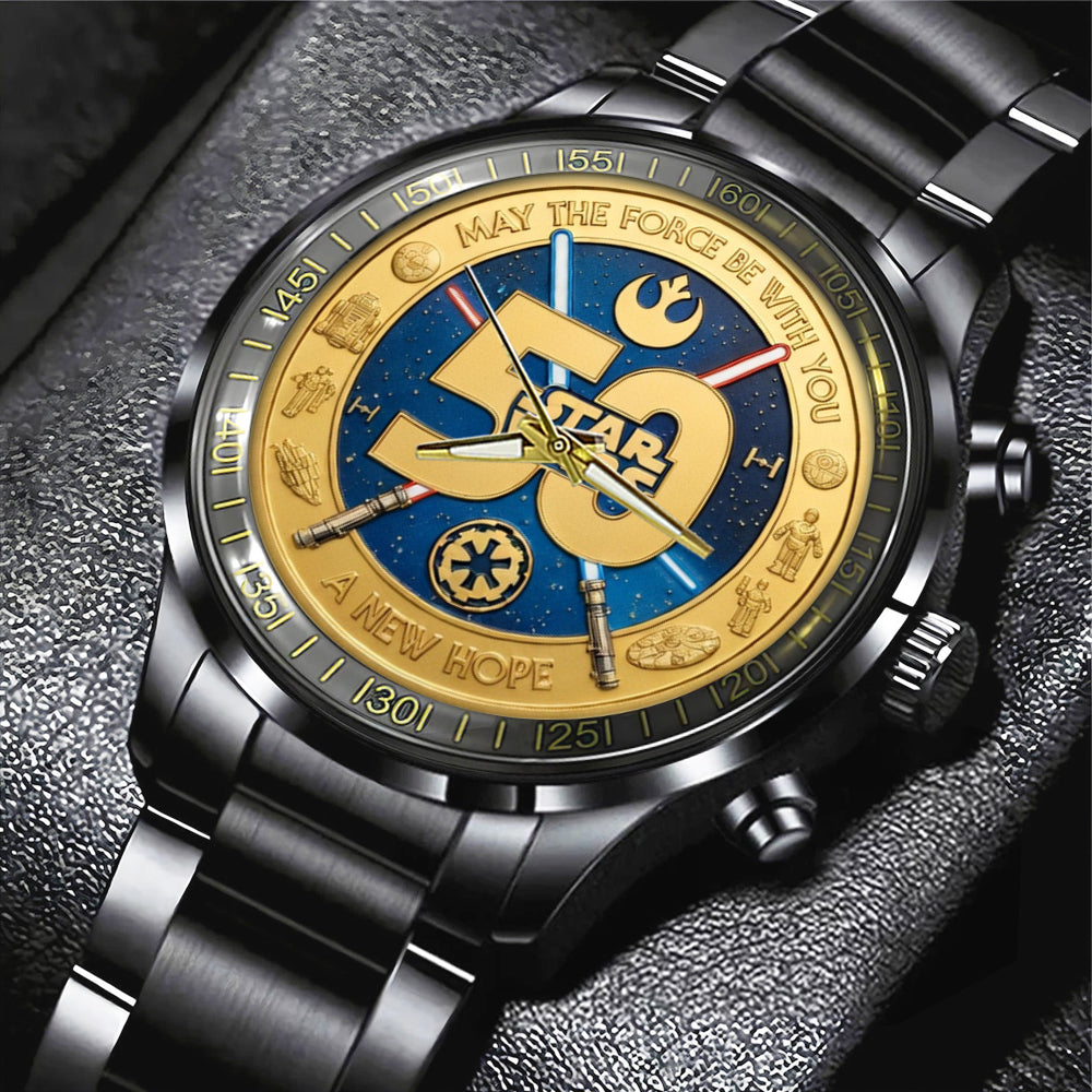 Star Wars 50th Anniversary 2027 Black Stainless Steel Watch - TMTHU5395