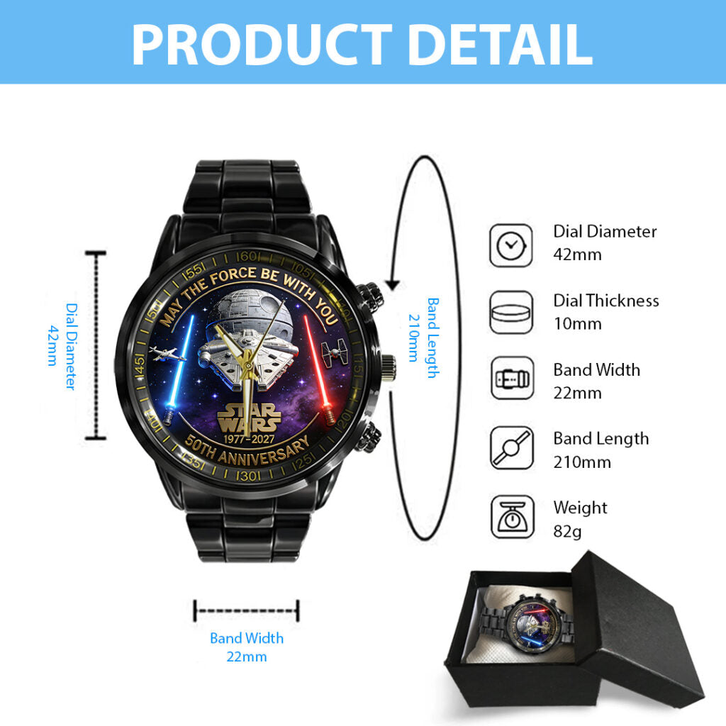 Star Wars 50th Anniversary 2027 Black Stainless Steel Watch - TANTN21319