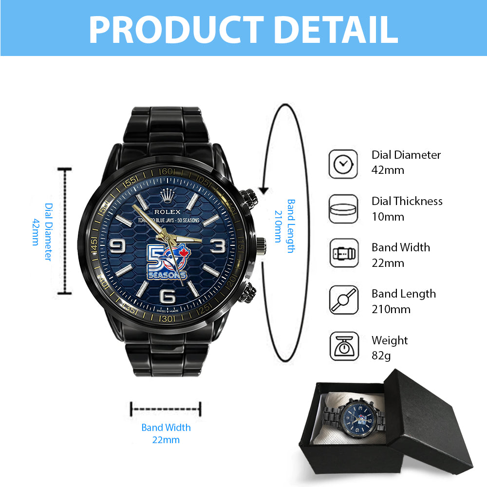 Toronto Blue Jays Black Stainless Steel Watch - TMTHU3950