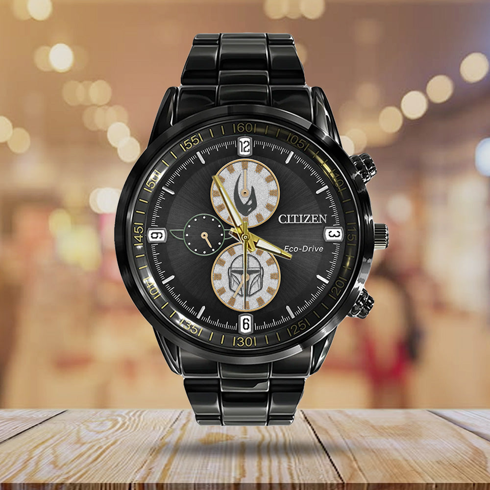 Star Wars: The Mandalorian and Grogu Black Stainless Steel Watch - GNE6523