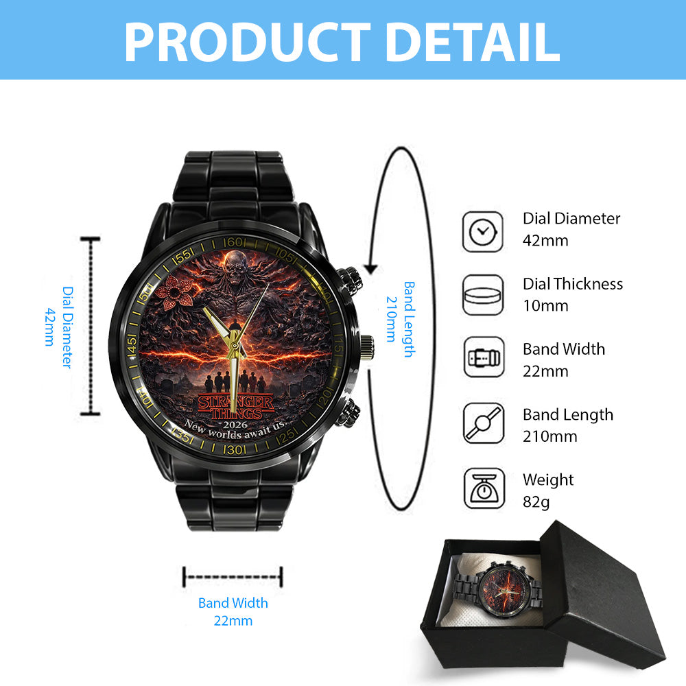Stranger Things Black Stainless Steel Watch - TANTN19820