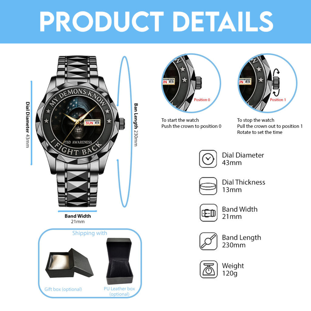 PTSD Awareness Veterans Alloy Luxury Quartz Watch - TANTN15626