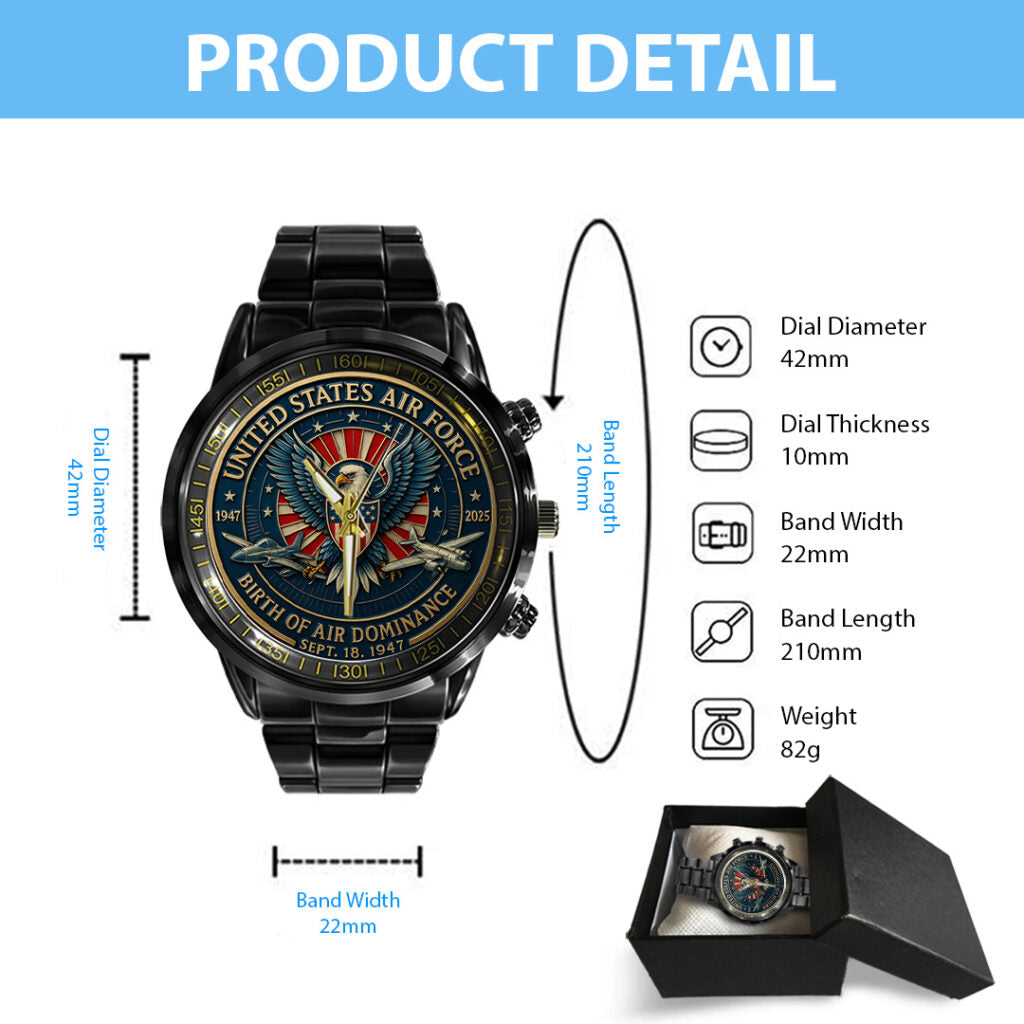 US Air Force Black Stainless Steel Watch - TANTN15885