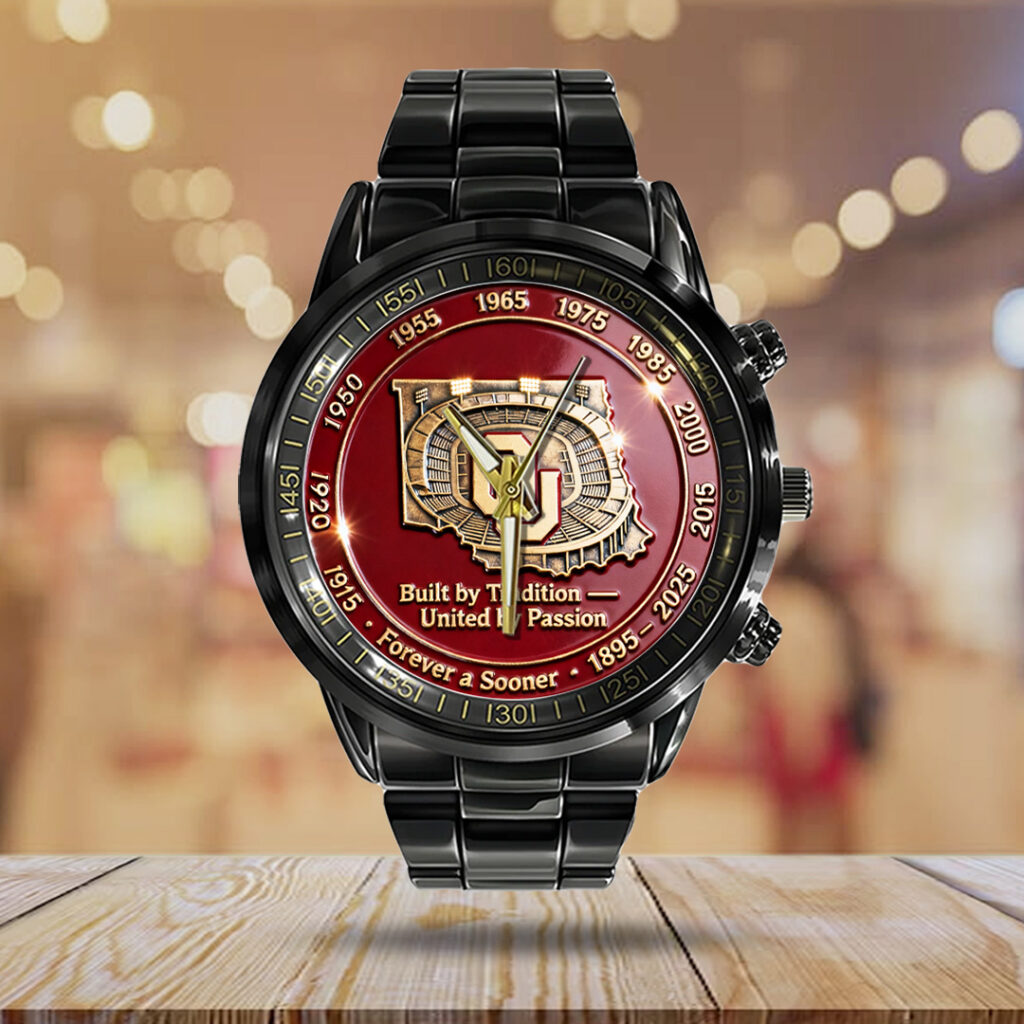 Oklahoma Sooners Football 130th Anniversary 2025 Black Stainless Steel Watch - TANTN17822