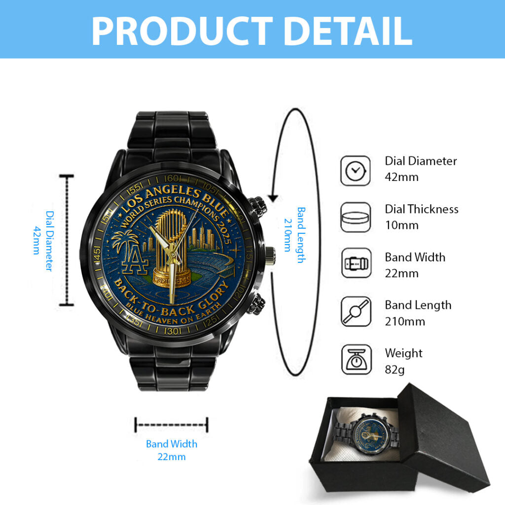 Los Angeles Dodgers World Series 2025 Black Stainless Steel Watch - TANTN18081