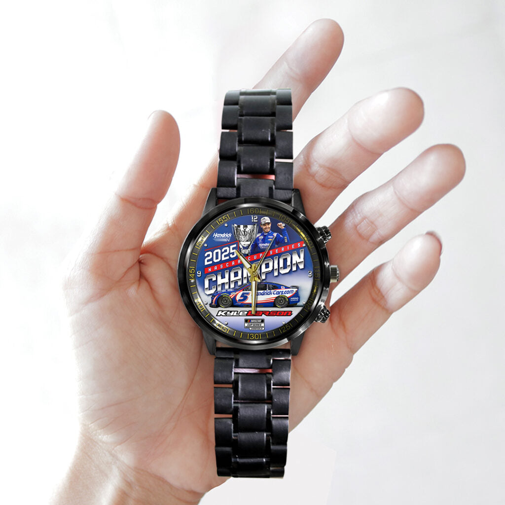 Kyle Larson 2025 NASCAR Cup Series Champion Black Stainless Steel Watch - TANTN18545