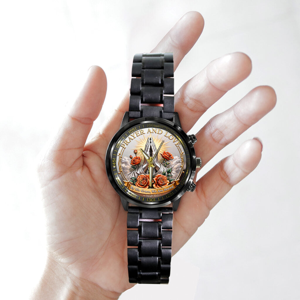 Prayer and Love Black Stainless Steel Watch - TANTN19991