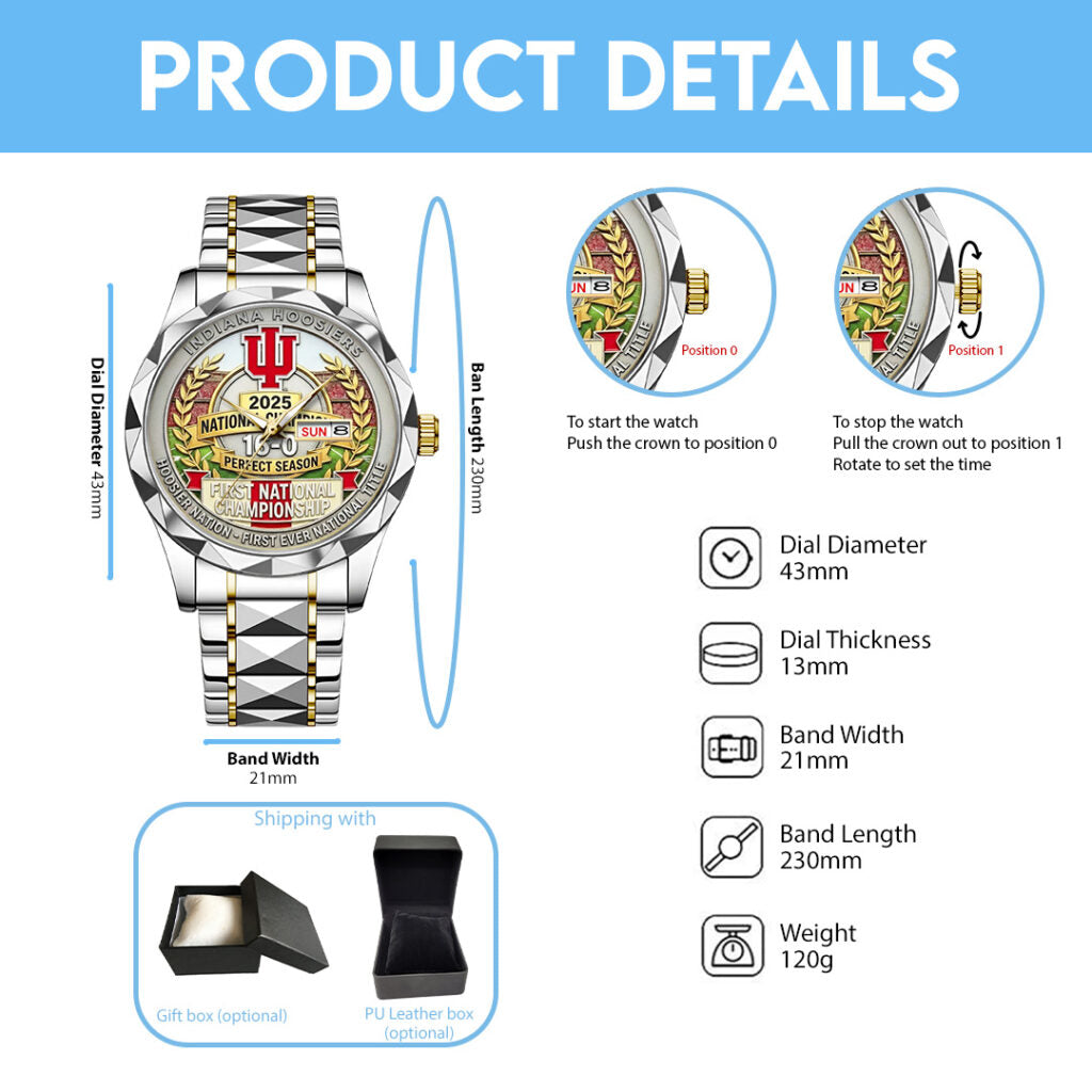 Indiana Hoosiers Football 2025 National Champions Alloy Luxury Quartz Watch - TANTN20469