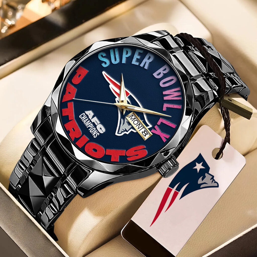 New England Patriots 2025 AFC Champions Alloy Luxury Quartz Watch - TANTN20640