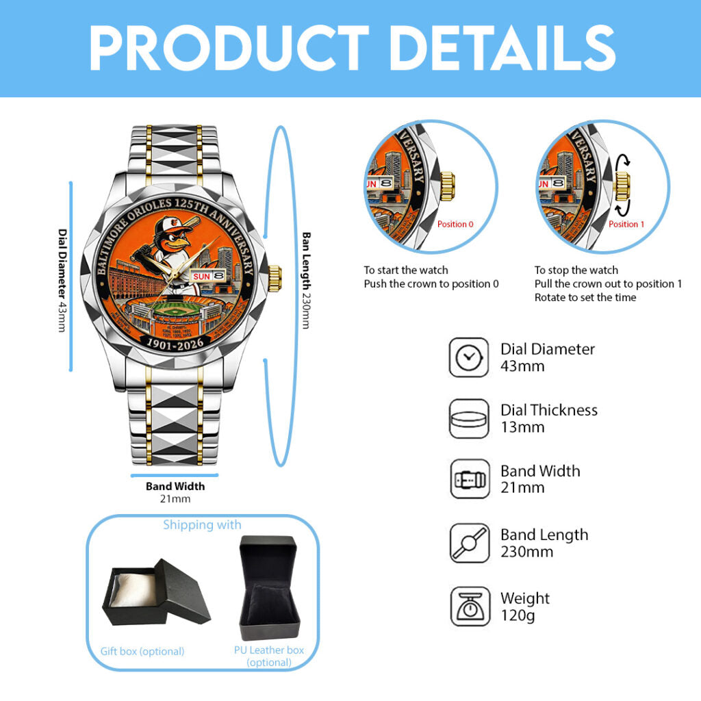 Baltimore Orioles 125th Anniversary 2026 Alloy Luxury Quartz Watch - TANTN21337