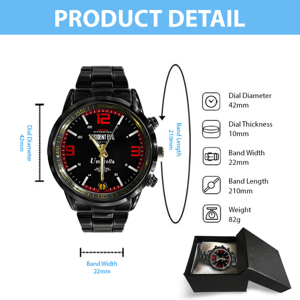 Resident Evil Requiem Black Stainless Steel Watch - TANTN22226