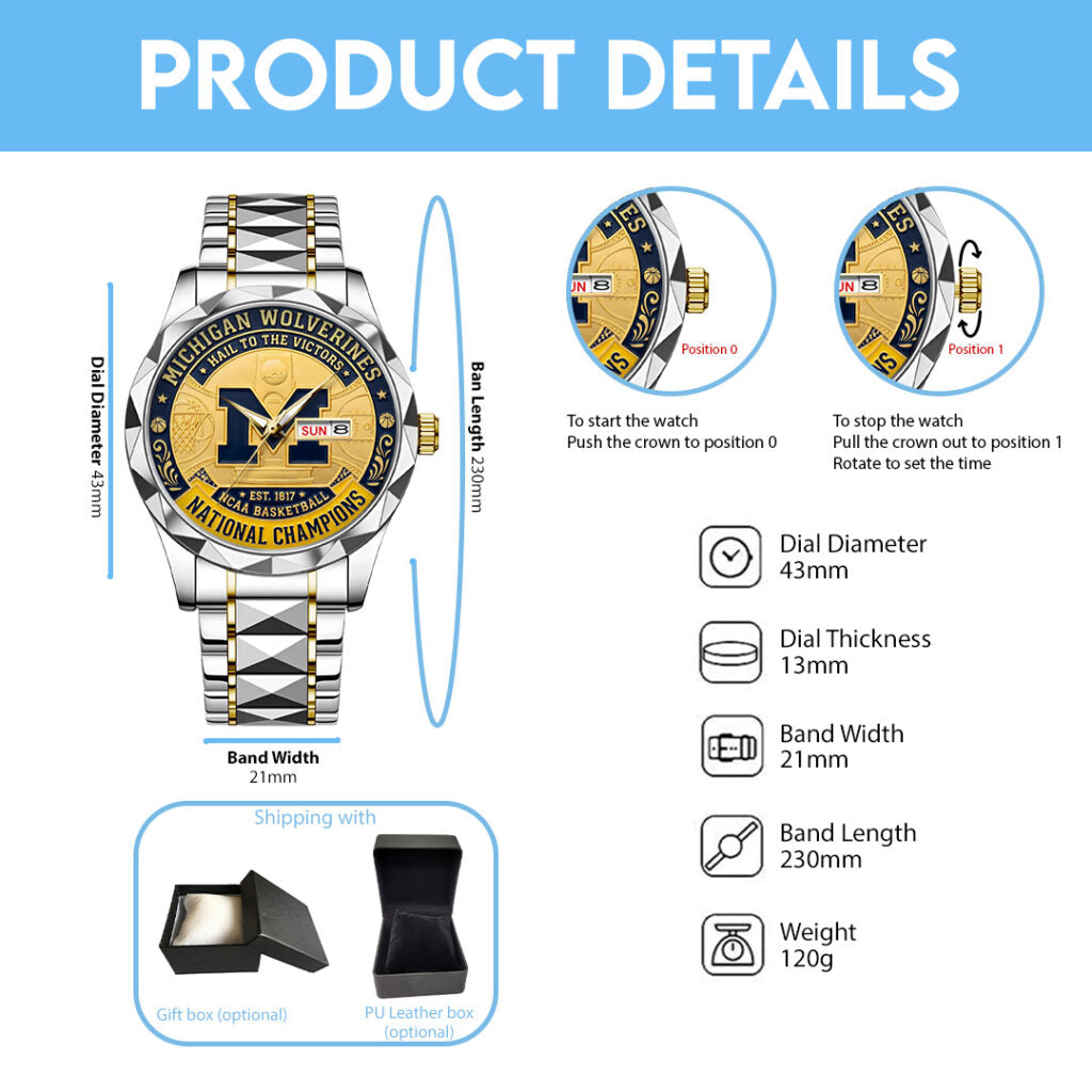 Michigan Wolverines 2026 Men's Basketball National Champions Alloy Luxury Quartz Watch - TANTN22354
