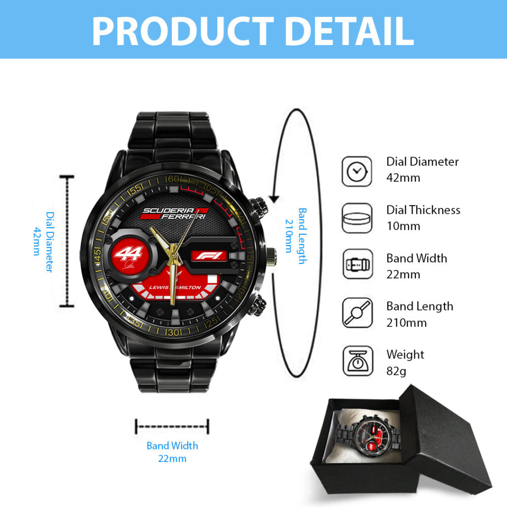 Scuderia Ferrari x Lewis Hamilton Black Stainless Steel Watch - TANTN23692