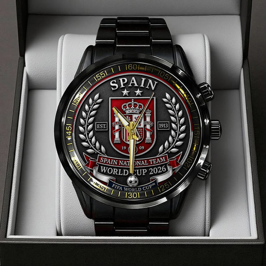 Spain National Team 2026 FIFA World Cup Champions Black Stainless Steel Watch - TANTN24401