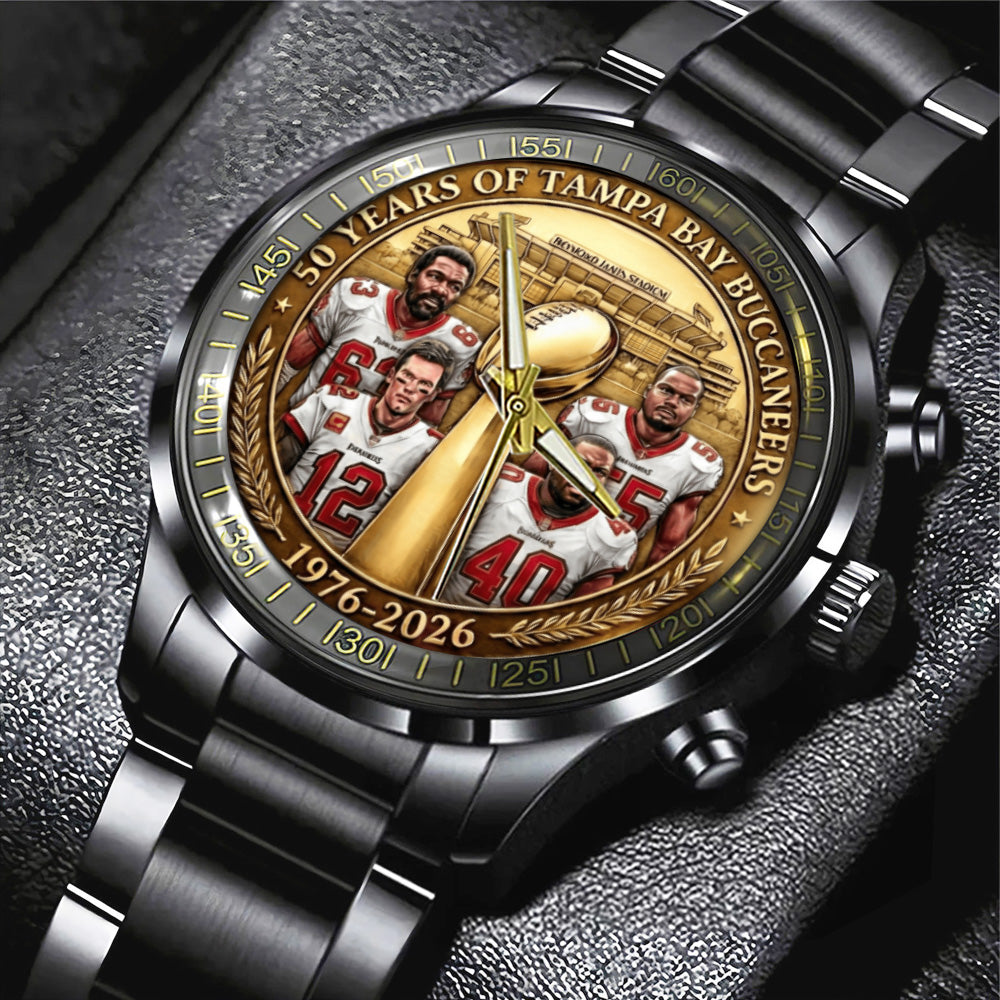 Tampa Bay Buccaneers 50th Anniversary Black Stainless Steel Watch - TANTN19714