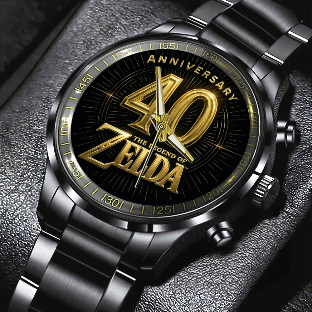 The Legend of Zelda 40th Anniversary Black Stainless Steel Watch - GNE4871