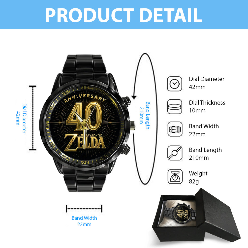 The Legend of Zelda 40th Anniversary Black Stainless Steel Watch - GNE4871