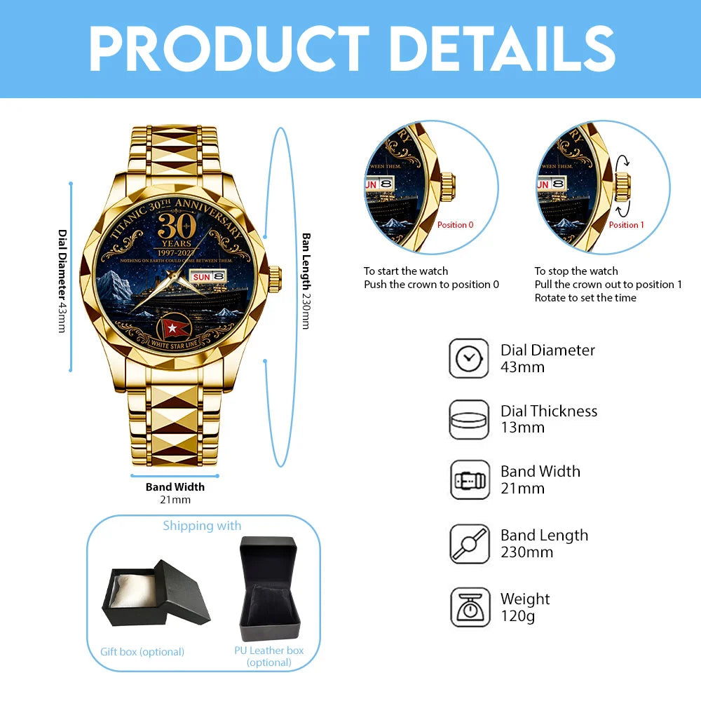 Titanic 30th Anniversary Alloy Luxury Quartz Watch - TMTHU8884