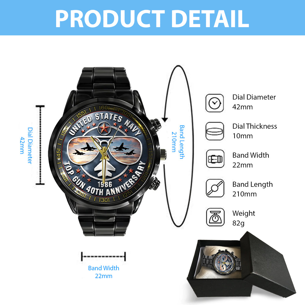 Top Gun 40th Anniversary Black Stainless Steel Watch - TMTHU2982