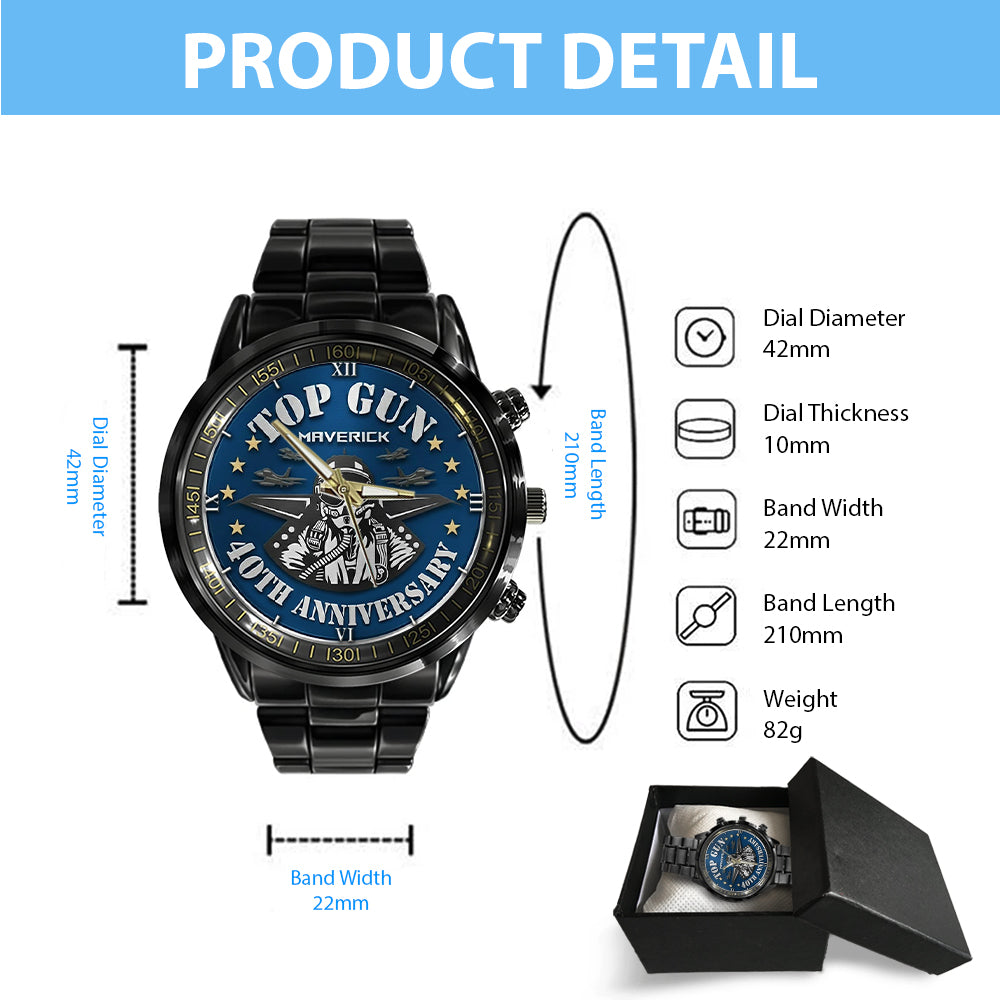 Top Gun 40th Anniversary Black Stainless Steel Watch - TMTHU3010