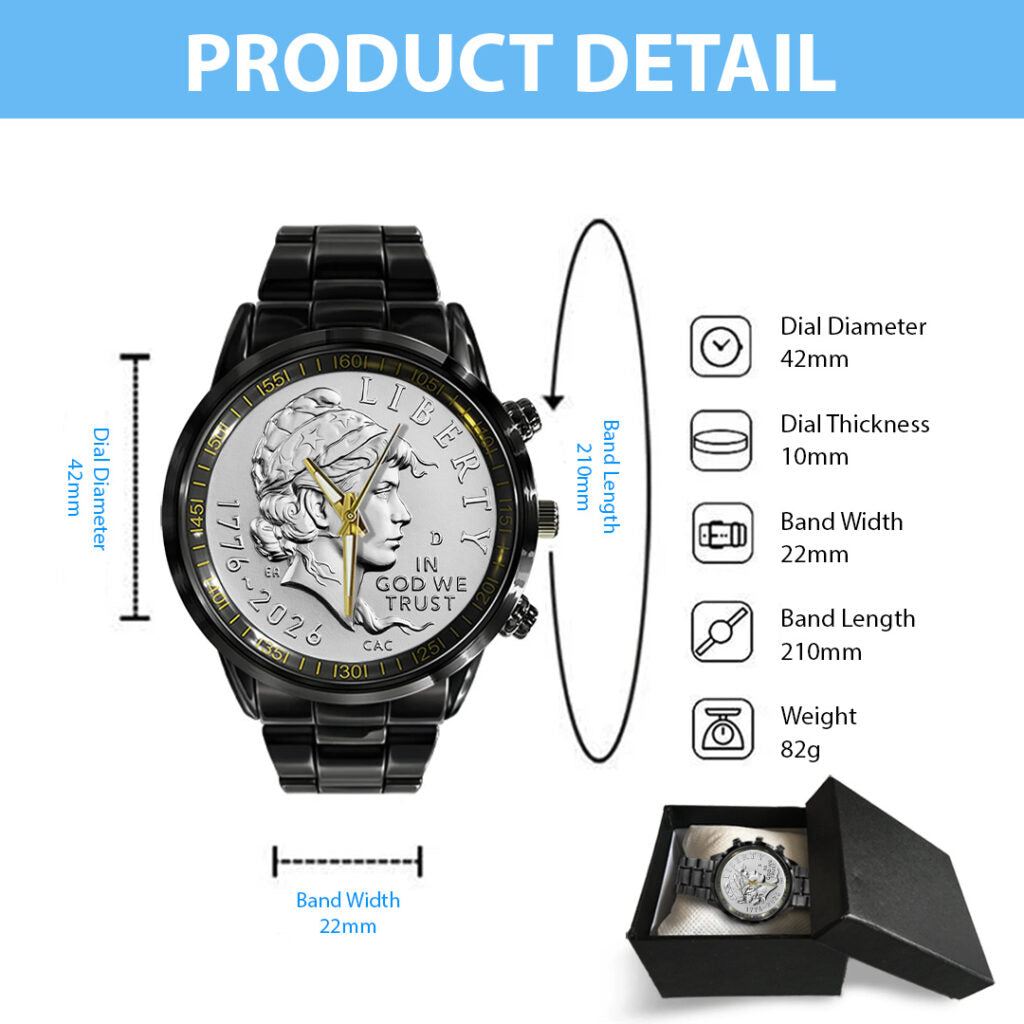 America250 Black Stainless Steel Watch - TANTN21683