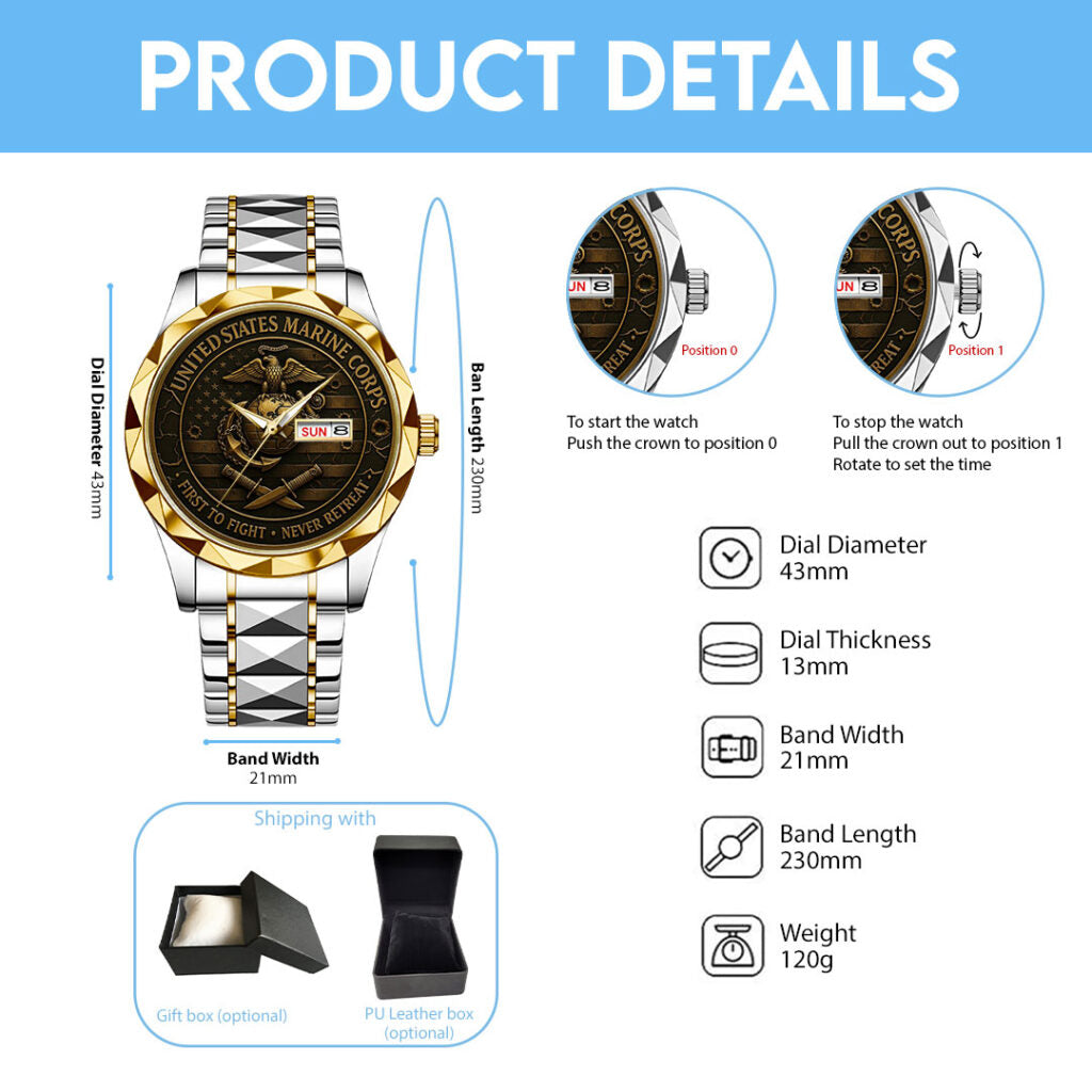 US Marine Corps 250th Anniversary 2025 Alloy Luxury Quartz Watch - TMTHU1843