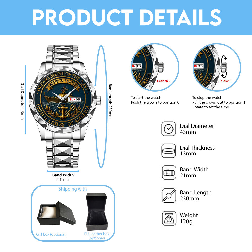 US Navy Alloy Luxury Quartz Watch - TANTN19043
