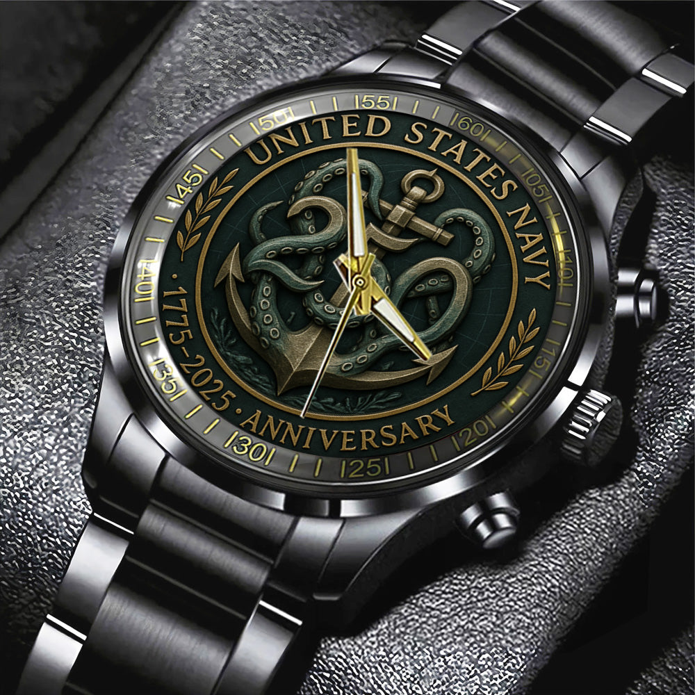 US Navy 250th Anniversary Black Stainless Steel Watch – TANTN17541