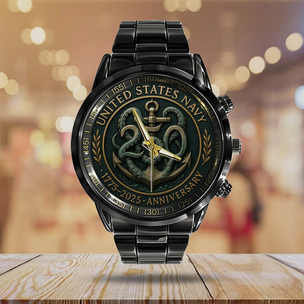US Navy 250th Anniversary Black Stainless Steel Watch – TANTN17541