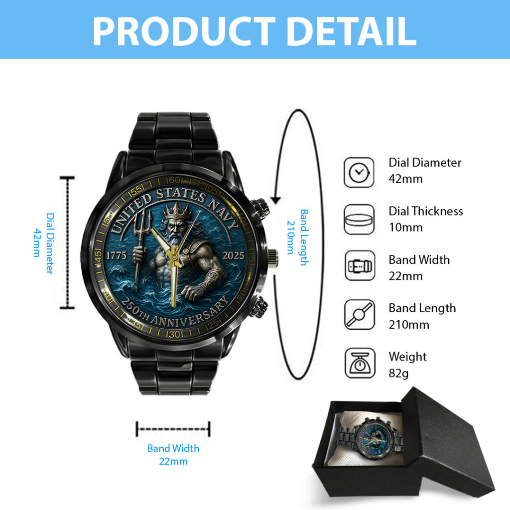 US Navy Black Stainless Steel Watch - TANTN15895