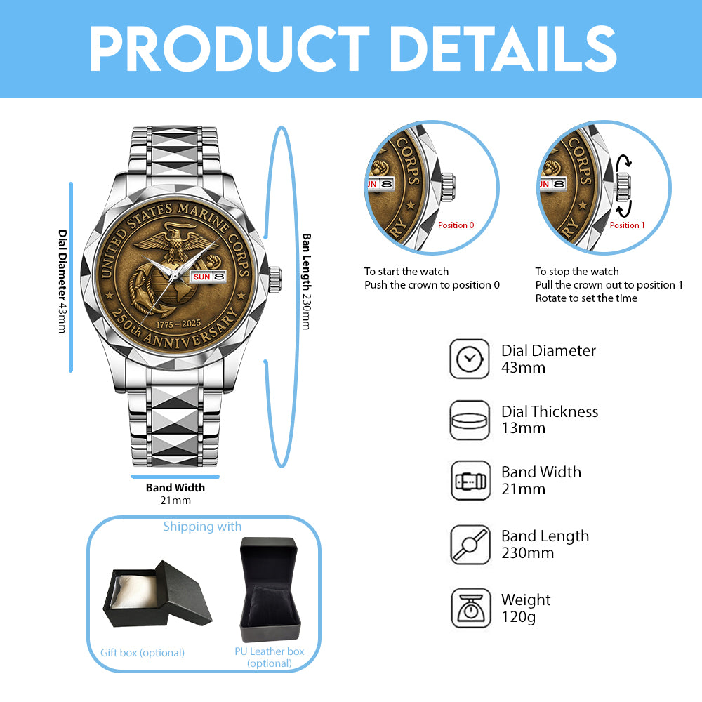 US Marine Corps Alloy Luxury Quartz Watch - TANTN 14283