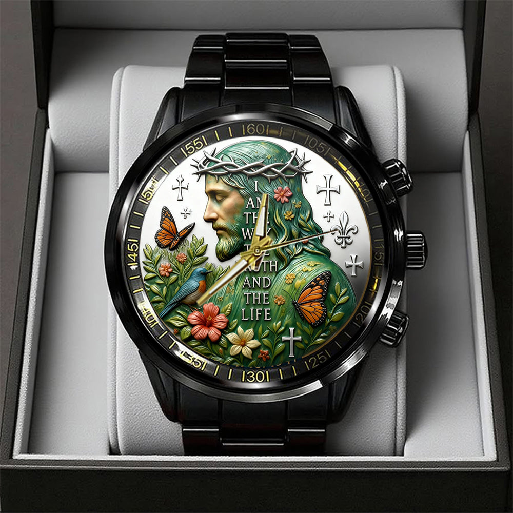 Way, Truth, and Life Black Stainless Steel Watch - TANTN19359