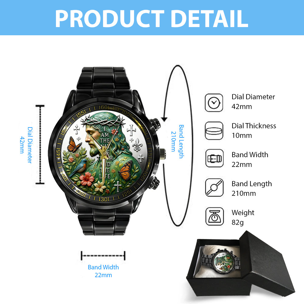 Way, Truth, and Life Black Stainless Steel Watch - TANTN19359