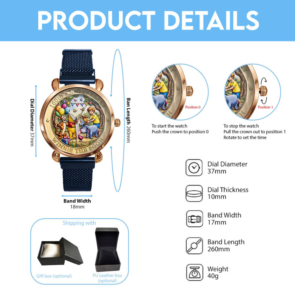 Winnie-the-Pooh 100th Anniversary Mesh Strap Quartz Watch - TMTHU4644