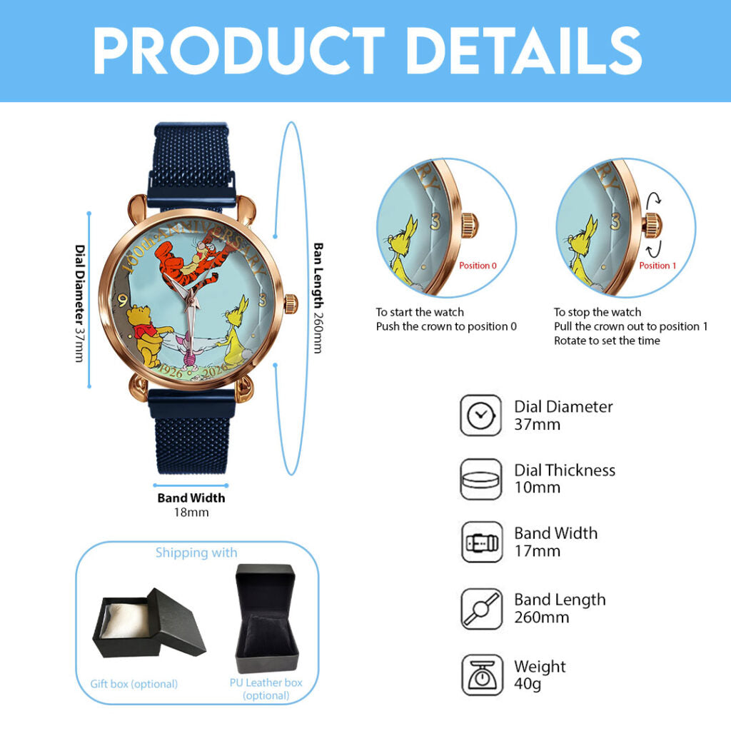 Winnie-the-Pooh 100th Anniversary Mesh Strap Quartz Watch - TMTHU6515
