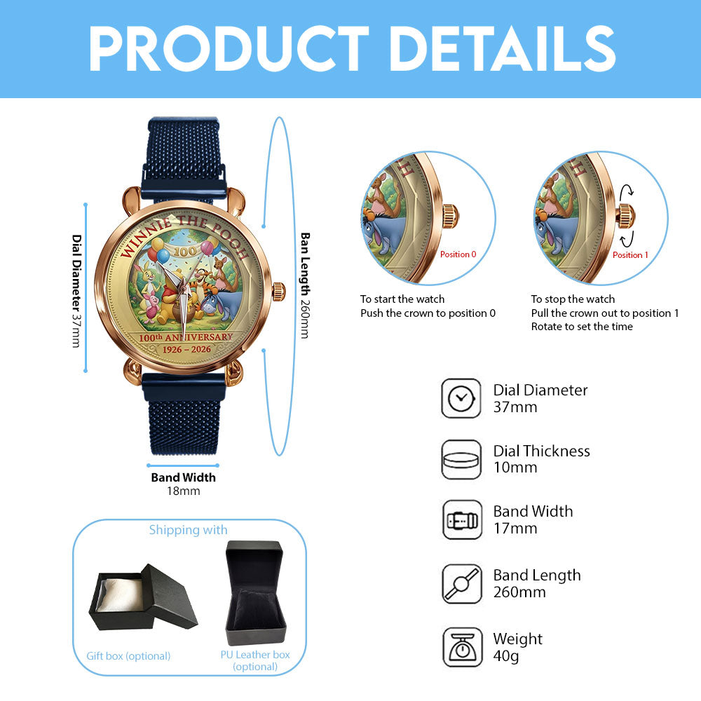 Winnie-the-Pooh 100th Anniversary Mesh Strap Quartz Watch - TMTHU3266