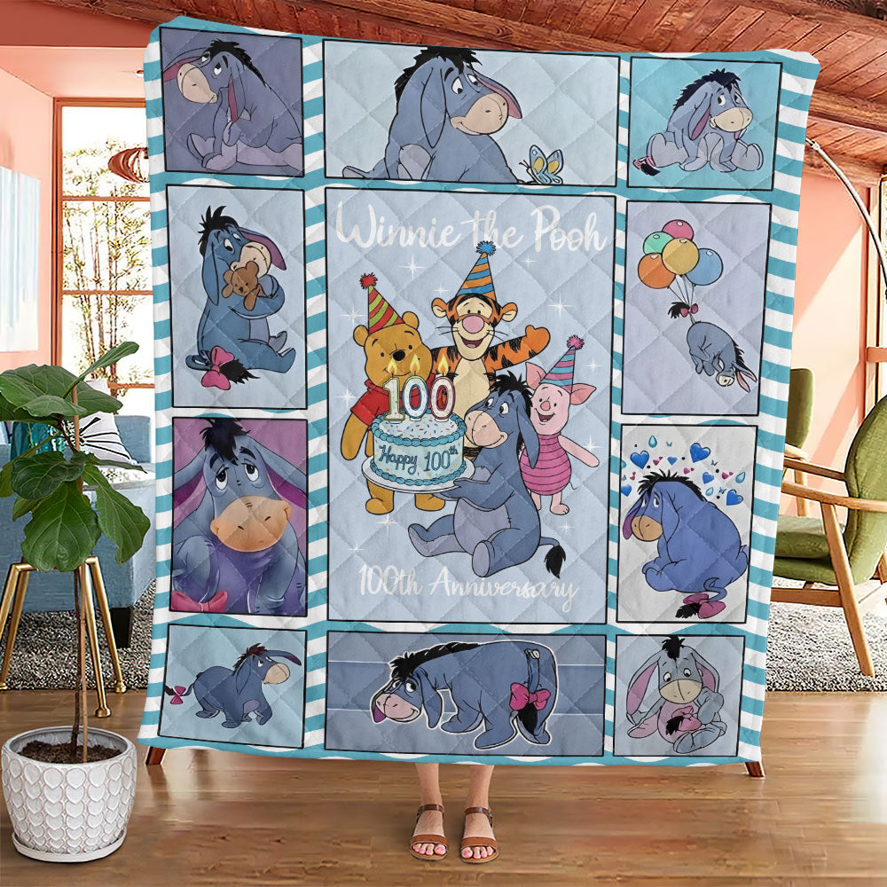 Winnie-the-Pooh x Eeyore 100th Anniversary Quilt Blanket - TMTHU4352