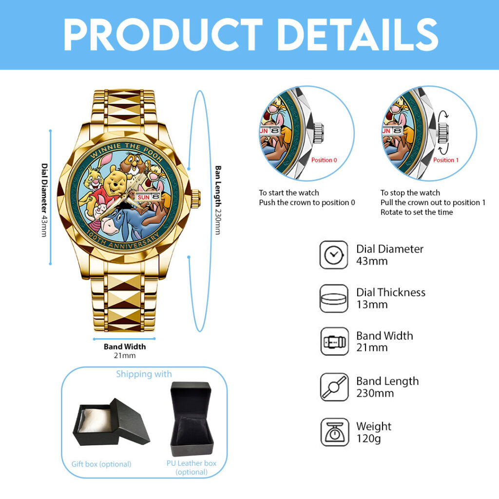 Winnie-the-Pooh 100th Anniversary Alloy Luxury Quartz Watch - TMTHU3194