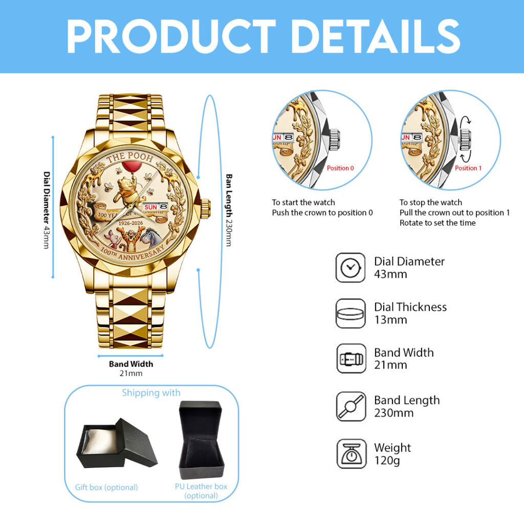Winnie-the-Pooh 100th Anniversary Alloy Luxury Quartz Watch - TMTHU3444