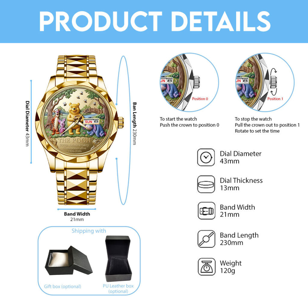 Winnie-the-Pooh 100th Anniversary Alloy Luxury Quartz Watch - TMTHU3445