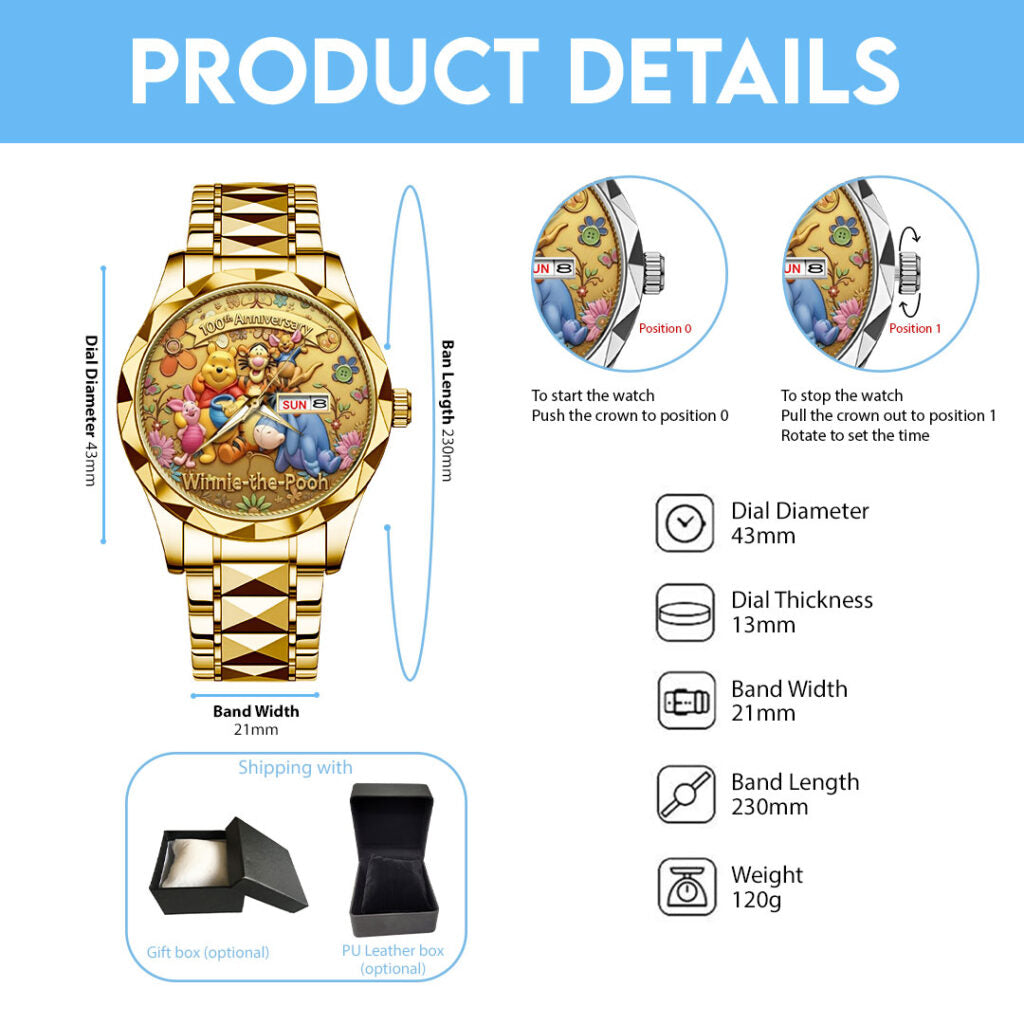 Winnie-the-Pooh 100th Anniversary Alloy Luxury Quartz Watch - TMTHU3664