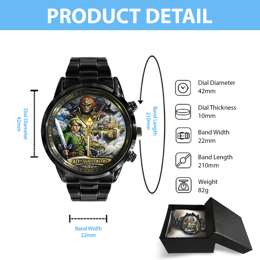 The Legend of Zelda 40th Anniversary Black Stainless Steel Watch - TANTN19997